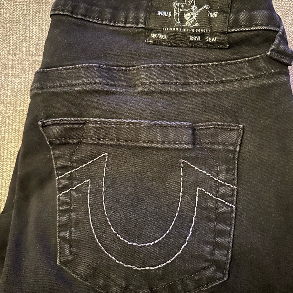 TRUE RELIGION Black Jennie Curvy Mid Rise Super Skinny 32